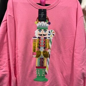 QUEEN OF SPARKLES Pink Festive Nutcracker Sweatshirt